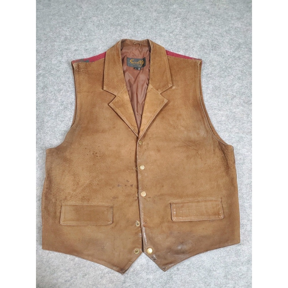 Scully Suede Leather Vest Mens Western Aztec Print Size Large Flaws